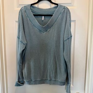 Z Supply Light Blue Waffle Knit Top